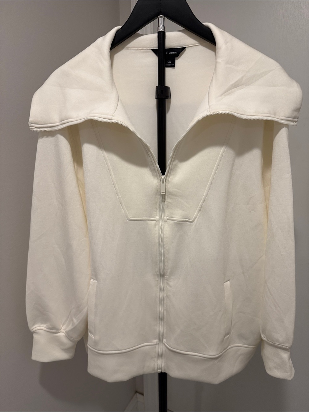 Rae Mode Off-White Zip-Front Bomber Jacket
